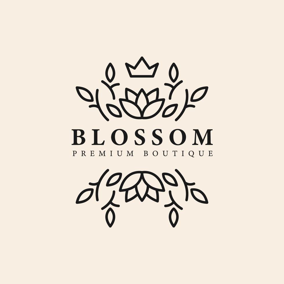 concept abstrait de logo de couronne de fleurs belle et élégante vecteur