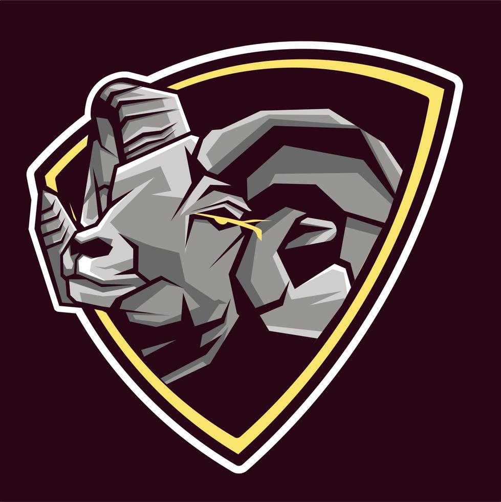 logo animal de chèvre esport, avec une combinaison de couleurs grises, pour les jeux d'escouade, les équipes d'esports et les fermes de chèvres vecteur