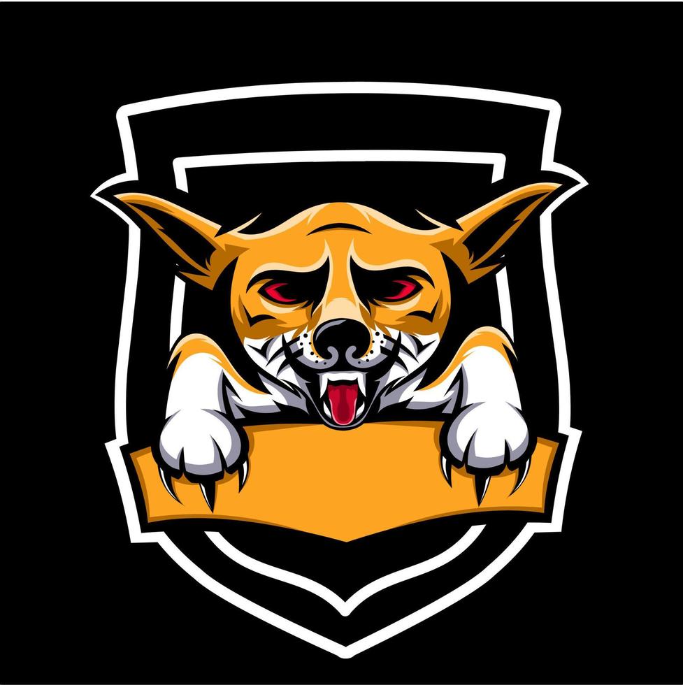 logo chihuahua esports, effrayant et mortel, proclame une équipe avec force et rébellion vecteur