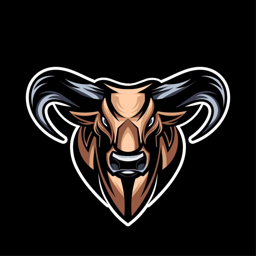 logo esport de buffle, grosse tête et cornes, pour les équipes d'esports, de jeux et d'escouade, vecteur