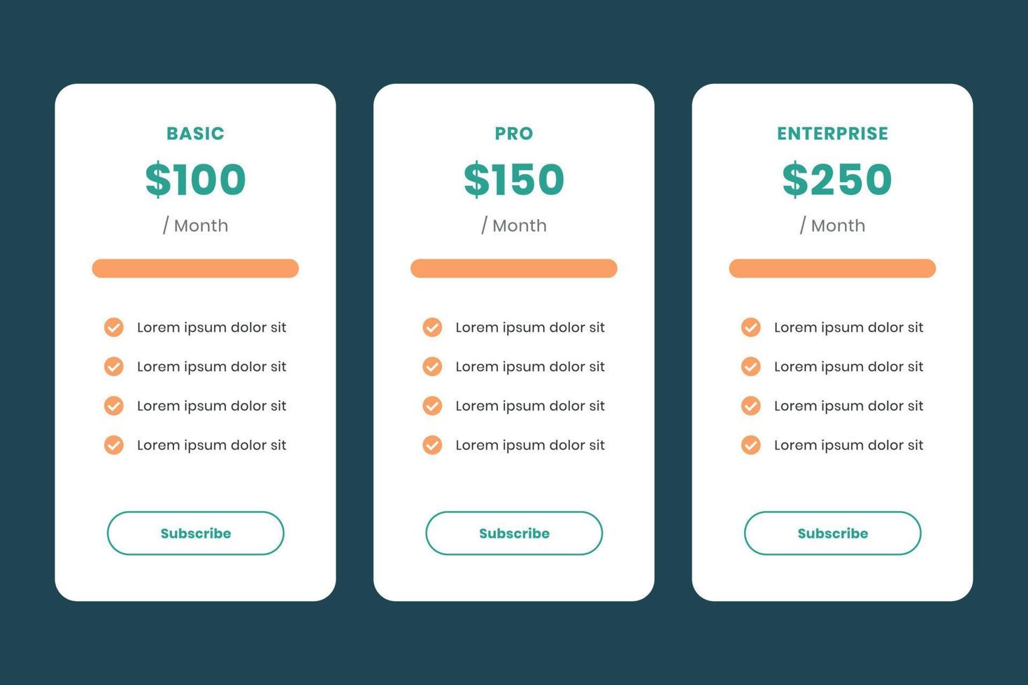 vecteur de modèle de conception de liste de prix simple. adapté à la page de destination du contenu. contenu des médias sociaux. style de liste de prix vue carte