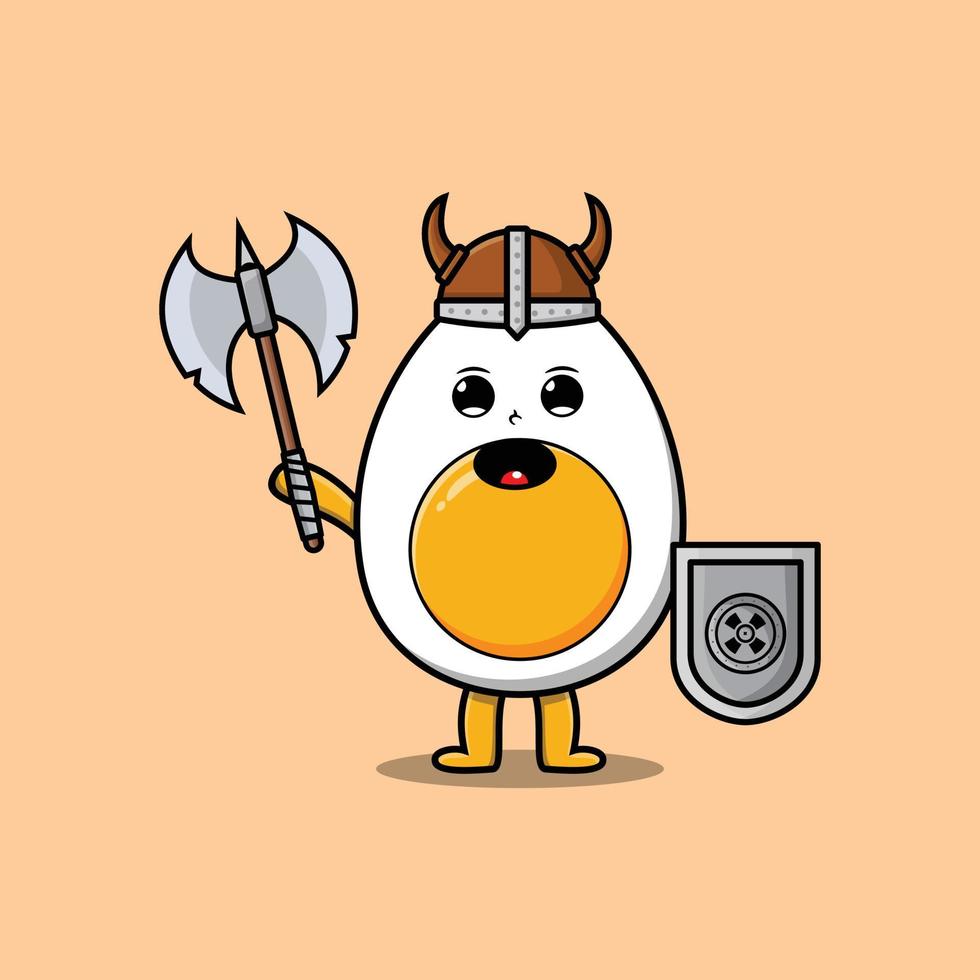 personnage de dessin animé mignon œuf à la coque pirate viking vecteur