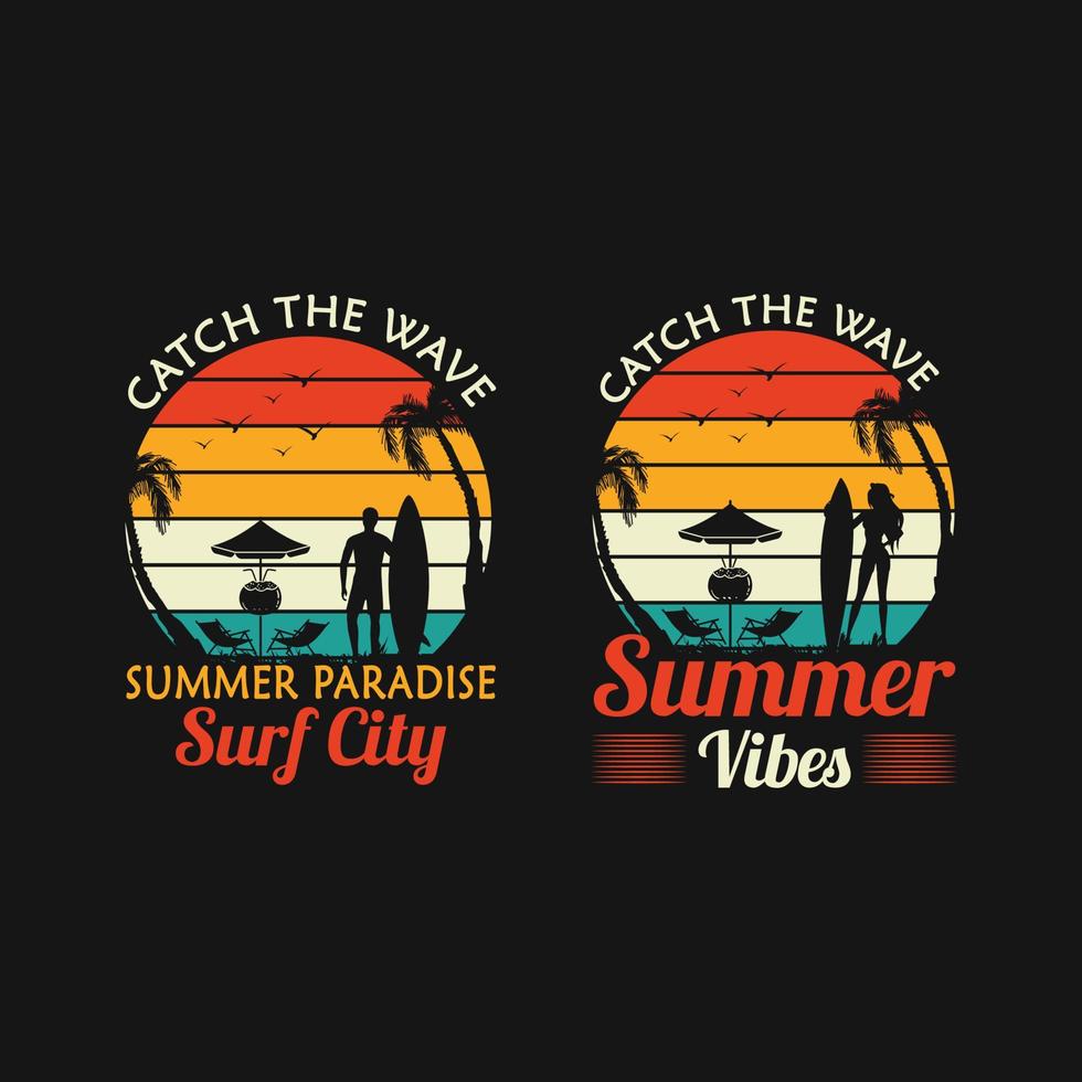conception de t-shirt de surf de plage d'été en californie vecteur