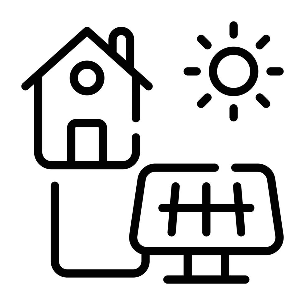 icône de doodle à la mode indiquant la maison solaire vecteur