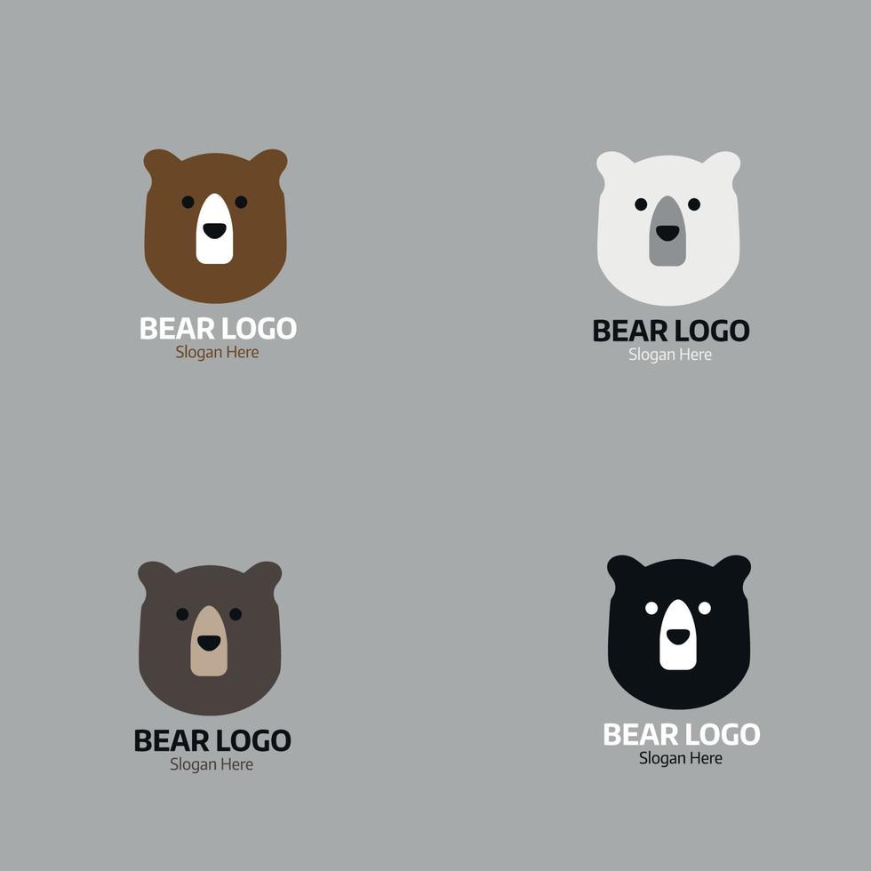 ensemble de logo de visages d'ours vecteur