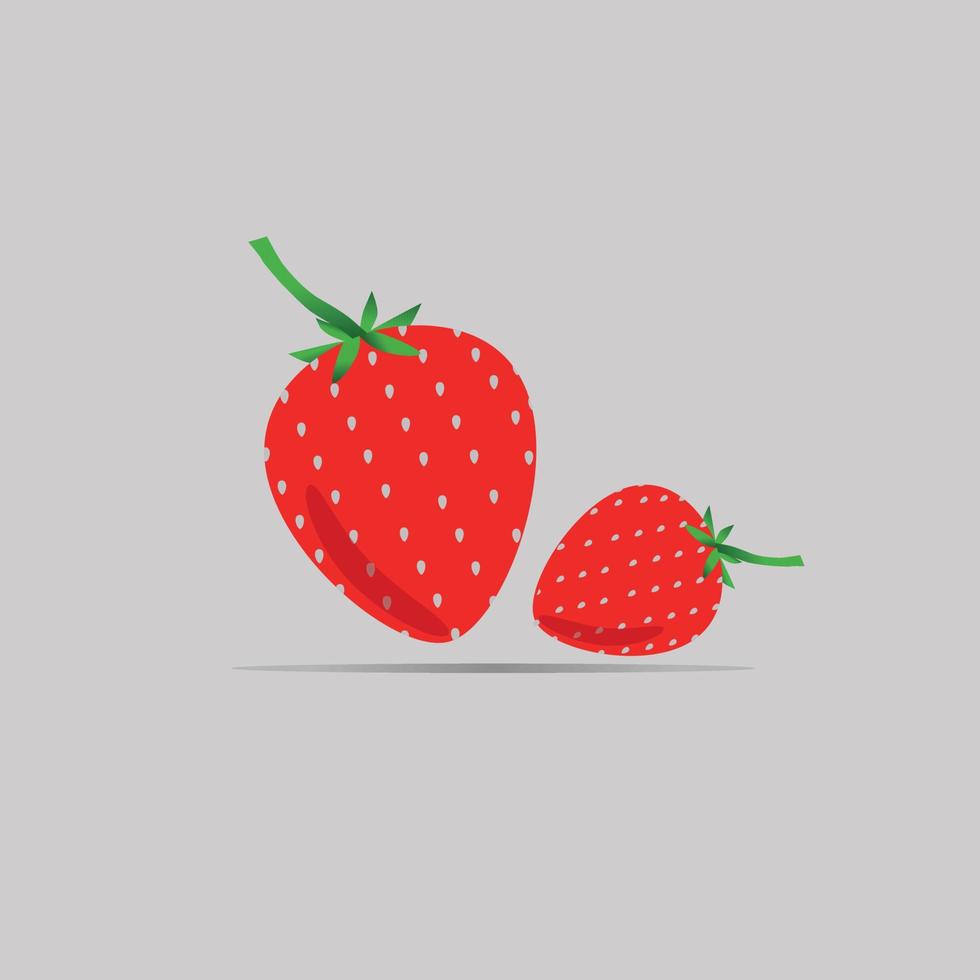 vecteur d'illustration de fraise rouge sucrée, fond gris