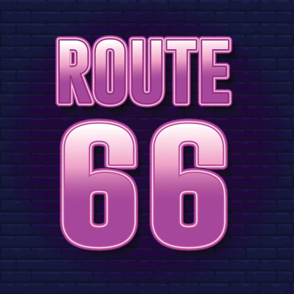 route 66 avec néon rose et couleur pétillante vecteur