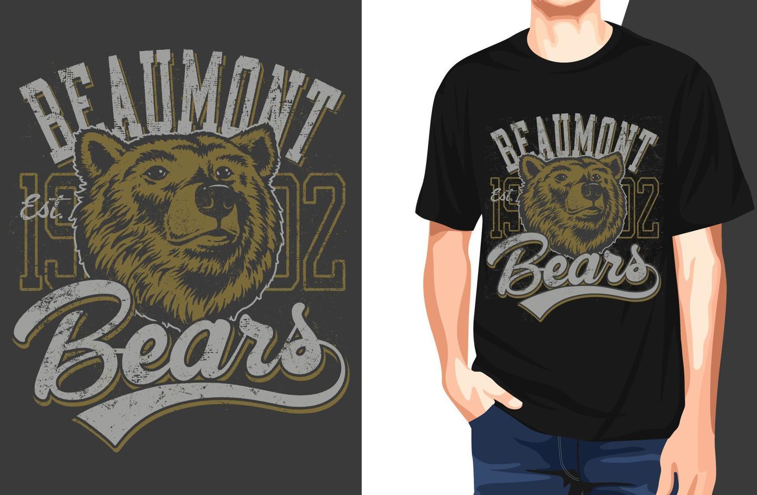 beaumont bears t shirt.can être utilisé pour l'impression de t-shirt, l'impression de tasse, les oreillers, la conception d'impression de mode, les vêtements pour enfants, la douche de bébé, les salutations et les cartes postales. conception de t-shirt vecteur