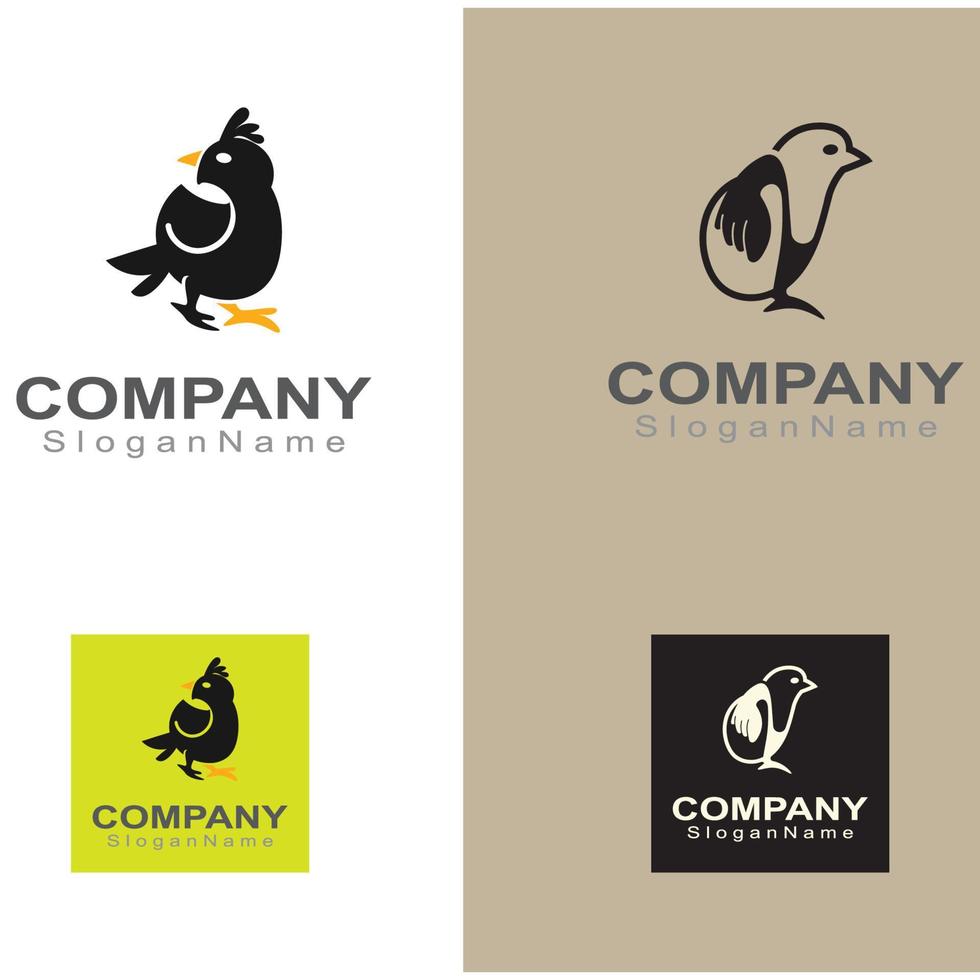poussin logo modèle minimaliste ligne de couleur monoline animal vecteur créatif