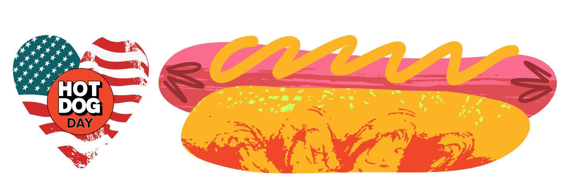 Hot-dog. Fast food. saucisse dans un petit pain. illustration vectorielle. vecteur