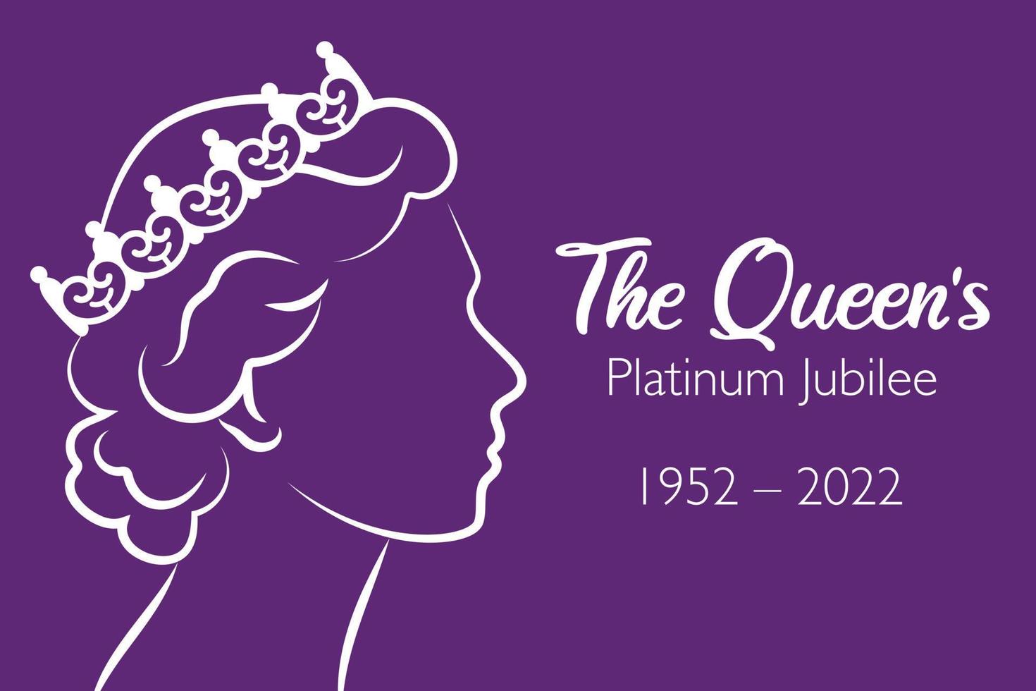 la bannière de célébration du jubilé de platine de la reine avec le profil latéral de la reine elizabeth en couronne 70 ans. conception idéale pour les bannières, les écorcheurs, les médias sociaux, les autocollants, les cartes de voeux. vecteur