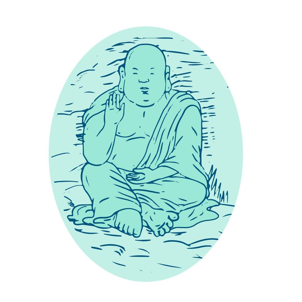 dessin de bouddha en posture de lotus vecteur