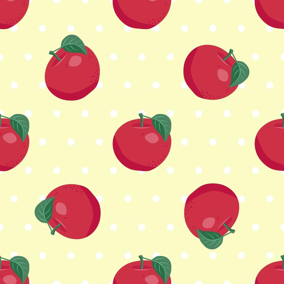 fond de pomme. illustration vectorielle. modèle sans couture avec des pommes rouges et des feuilles vecteur