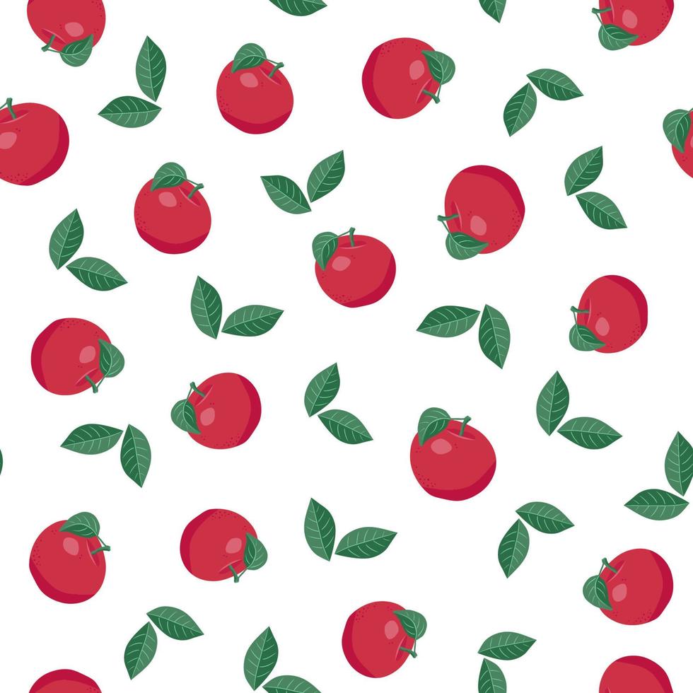 fond de pomme. illustration vectorielle. modèle sans couture avec des pommes rouges et des feuilles vecteur