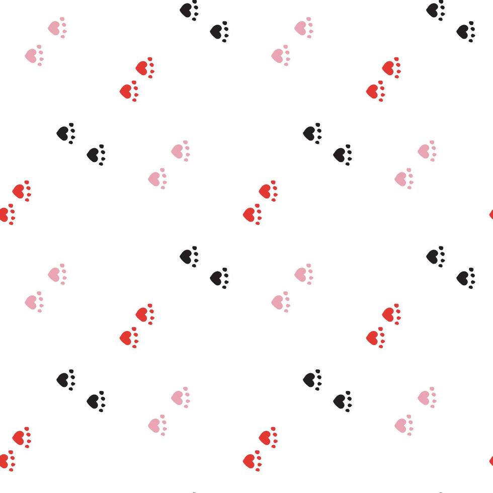 fond transparent avec des pistes de chat noir, rouge et rose. motif sans fin sur fond blanc pour votre conception. vecteur