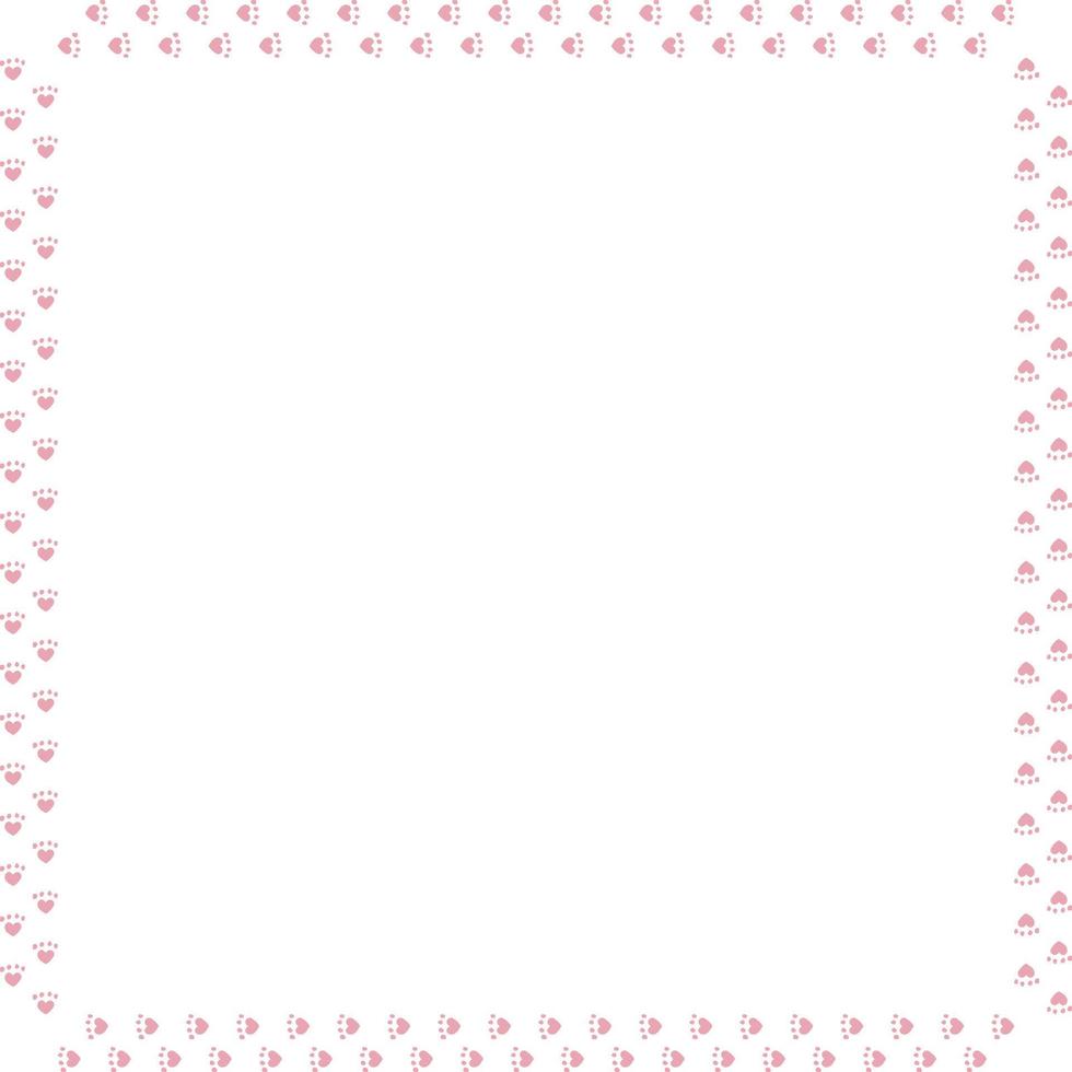 cadre carré de pistes de chat rose. cadre isolé sur fond blanc pour votre conception. vecteur