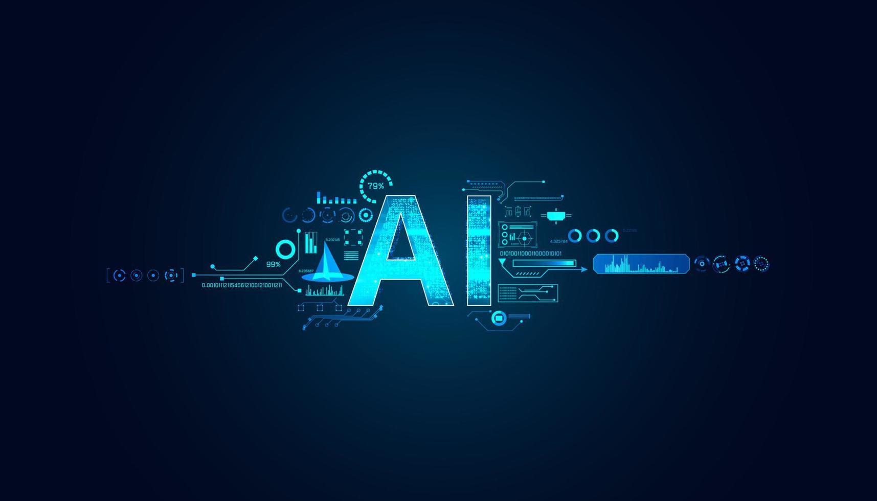 technologie abstraite ai concept informatique cercle ai données de travail de l'intelligence artificielle et numérique futuriste pour l'avenir sur fond bleu foncé. vecteur