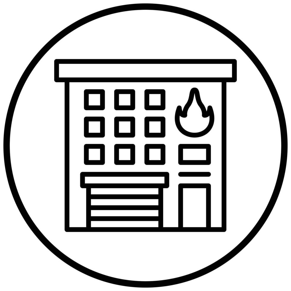 style d'icône de caserne de pompiers vecteur