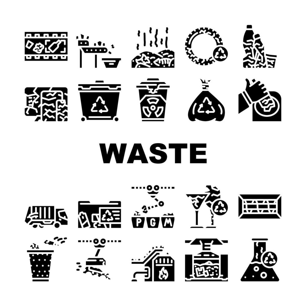 icônes d'équipement de convoyeur de tri des déchets mis en vecteur