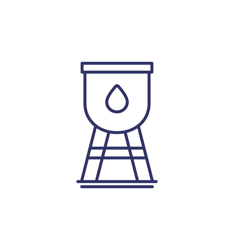 château d'eau, icône de ligne de réservoir sur blanc vecteur