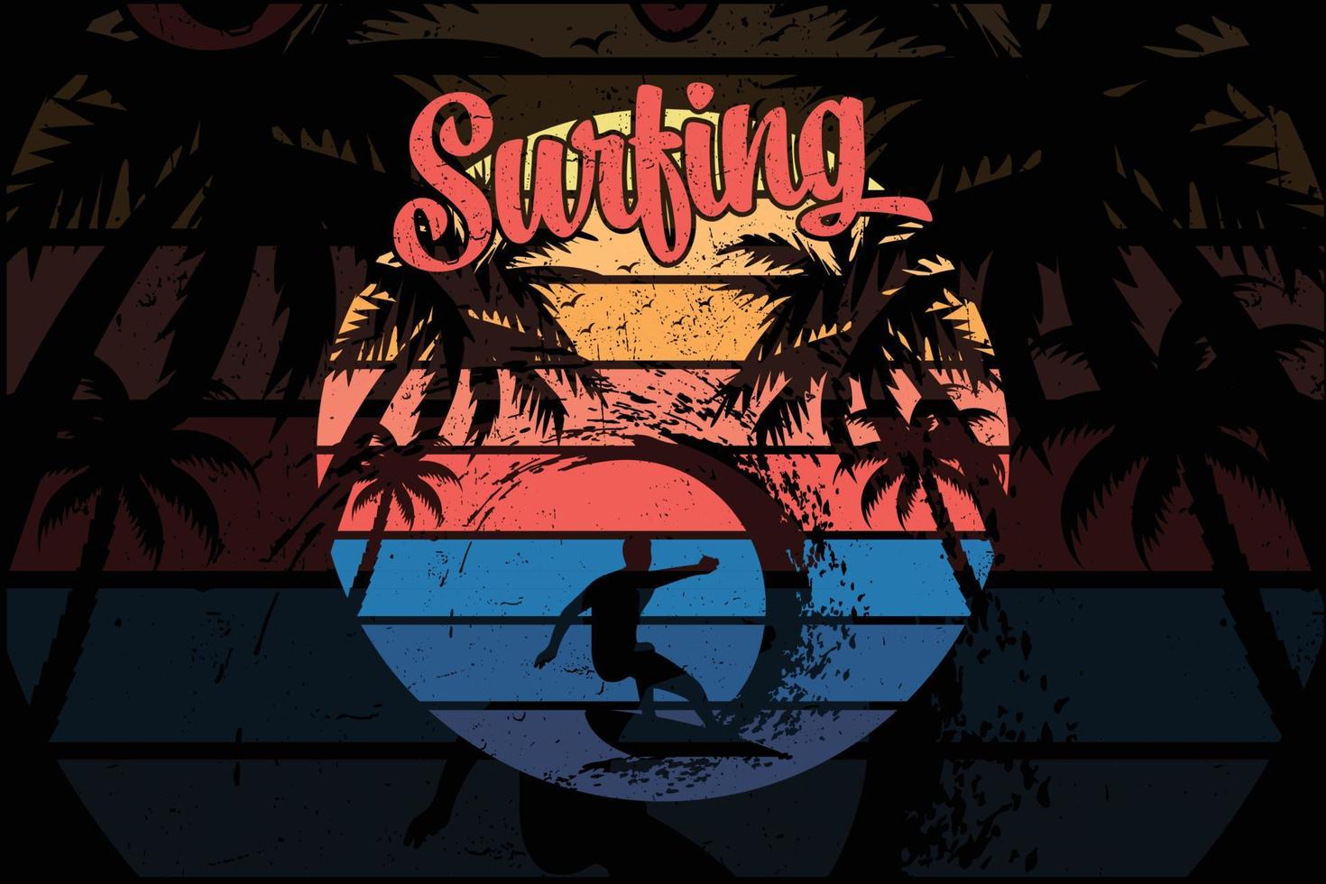 conception de t-shirt graphique d'été de surf vecteur