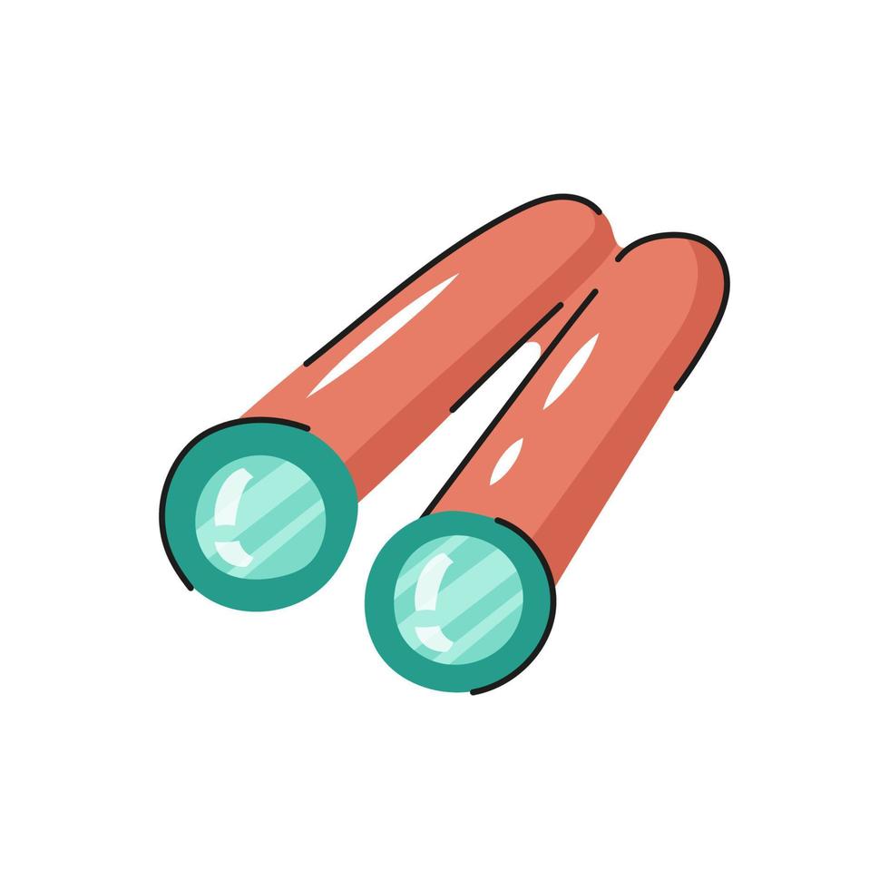 jumelles touristiques dessinées à la main de dessin animé. instrument optique, équipement pour la randonnée, le camping, le trekking, la randonnée. illustration vectorielle plane. vecteur