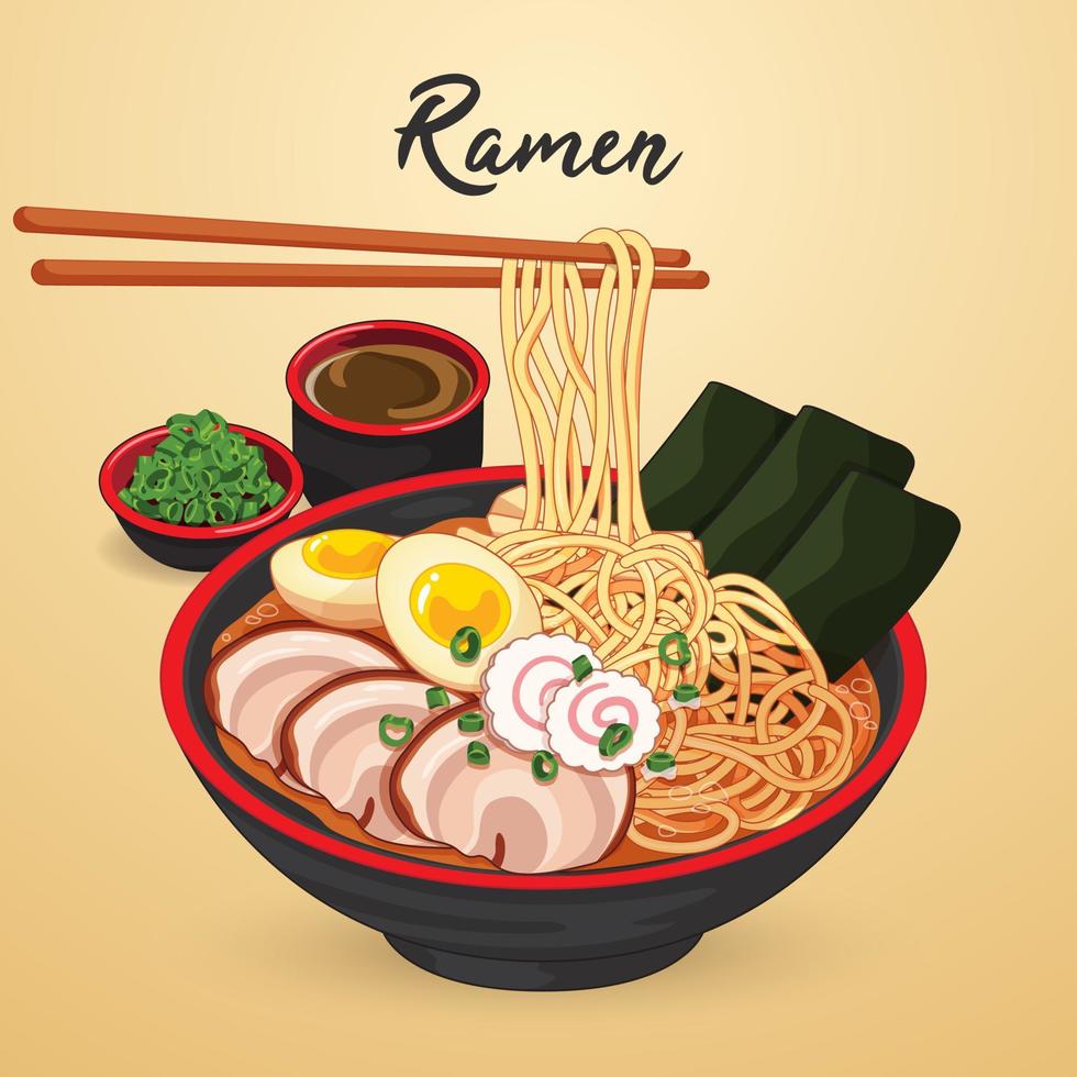 vecteur d'illustration de nouilles ramen japonaises.