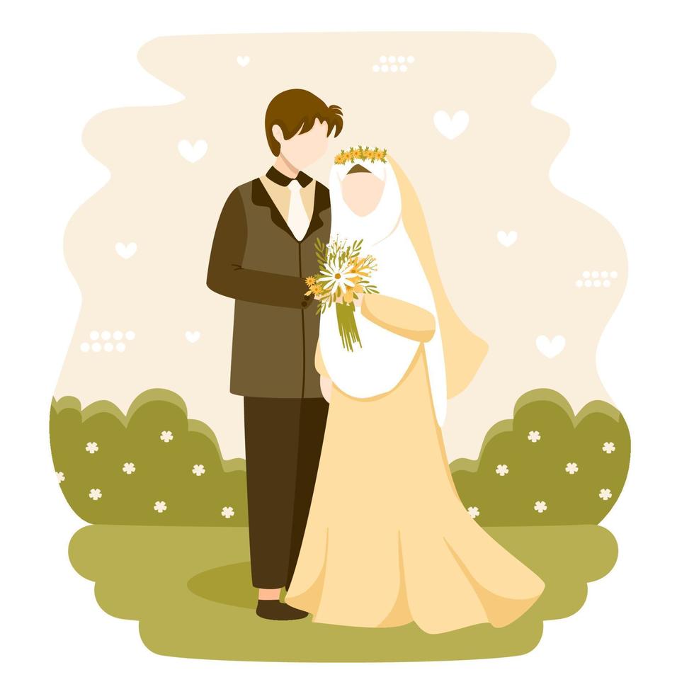 illustration de mariage musulman plat vecteur