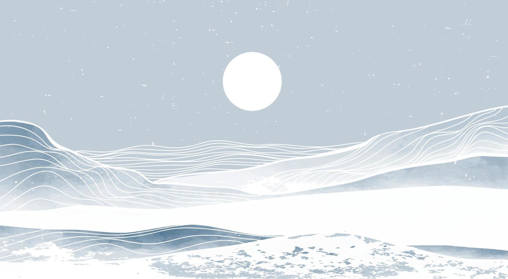 illustrations vectorielles des vagues océaniques et des montagnes. peinture moderne minimaliste créative et impression d'art en ligne. arrière-plans esthétiques contemporains abstraits paysages vecteur