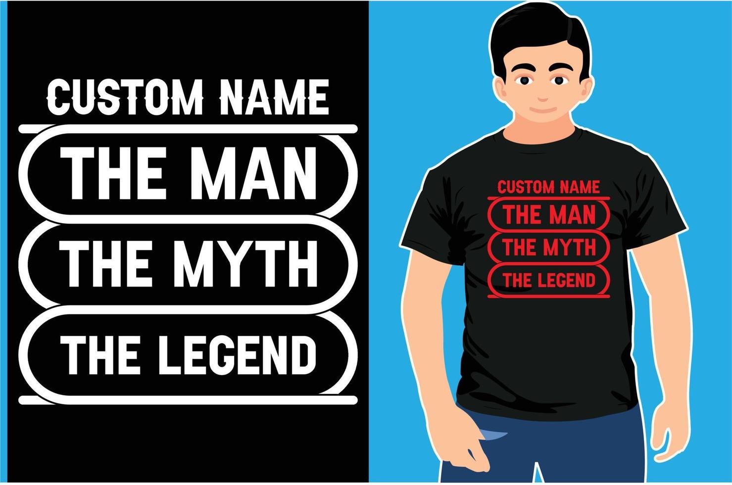 t-shirt l'homme le mythe la légende. conception de t-shirt de typographie. chemise eps. vecteur