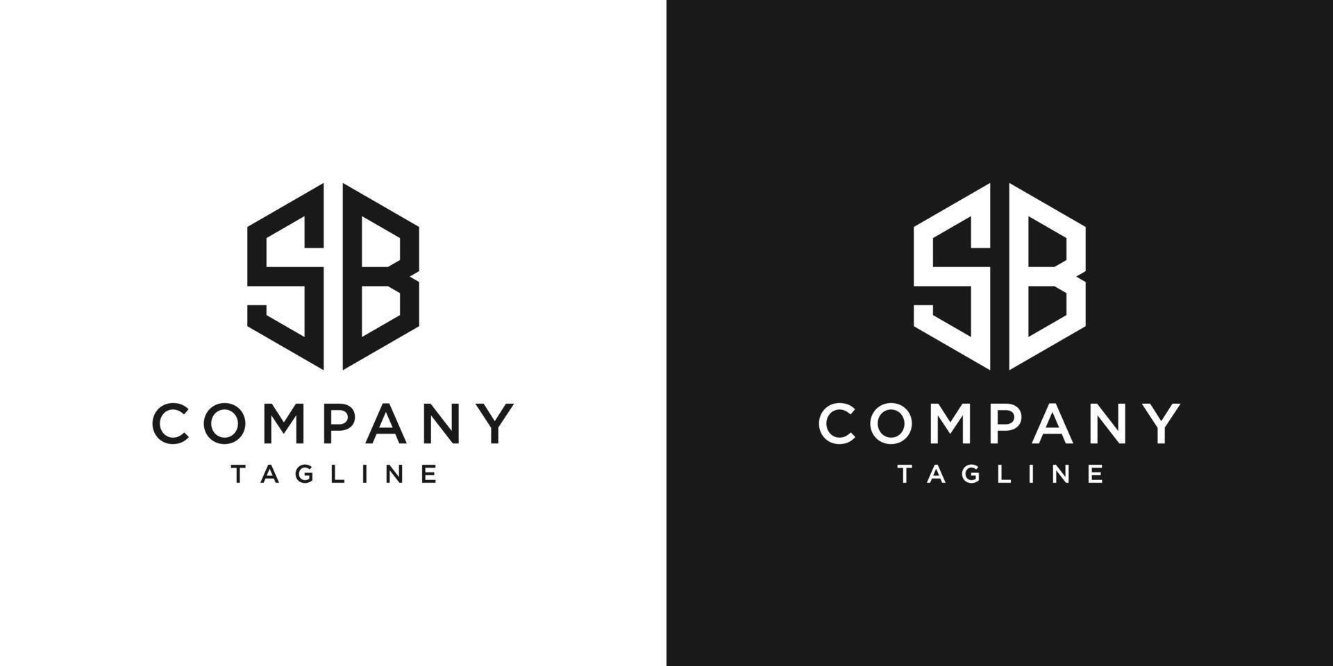 lettre créative sb monogramme logo design icône modèle fond blanc et noir vecteur