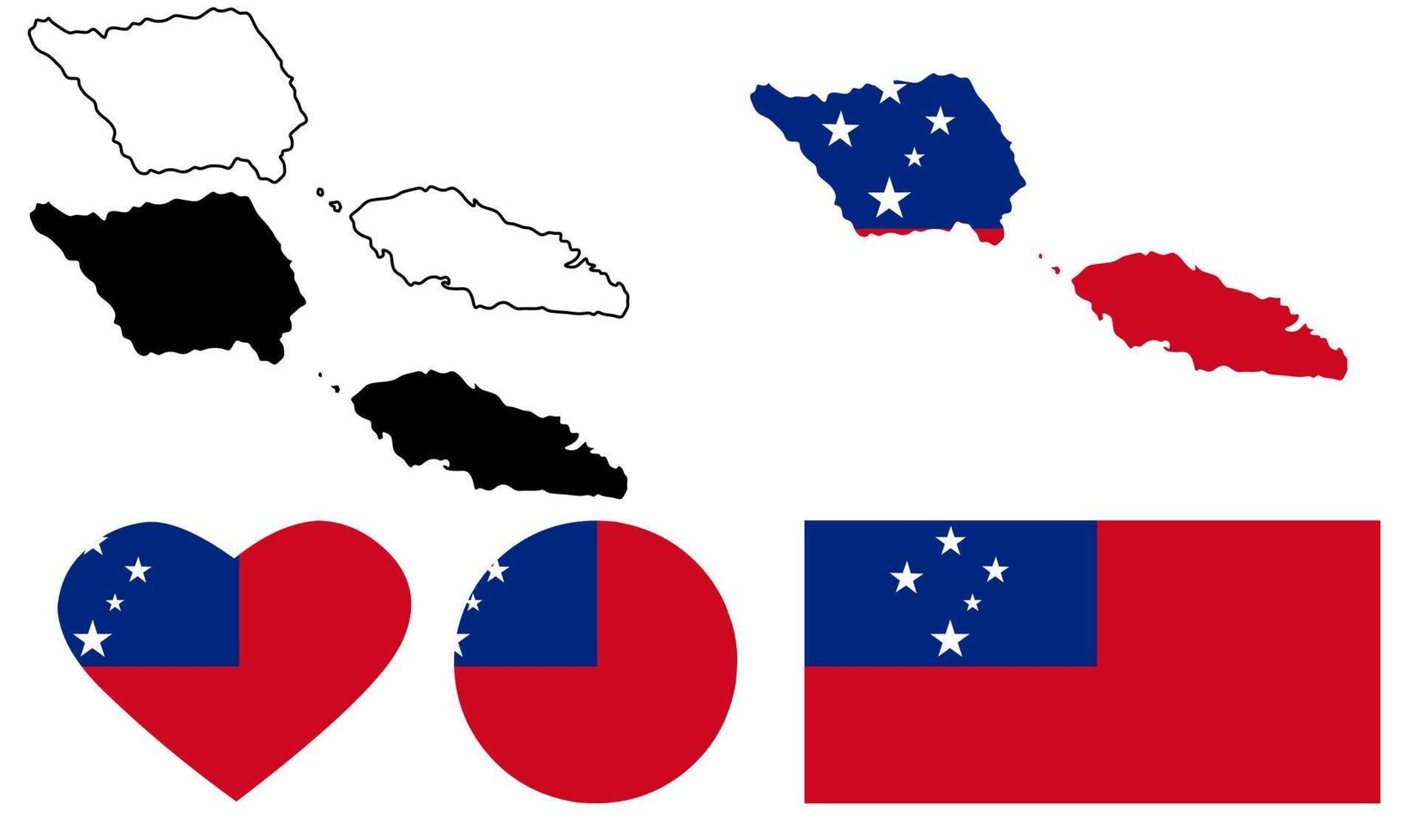 état indépendant des samoa carte drapeau icon set isolé sur fond blanc vecteur