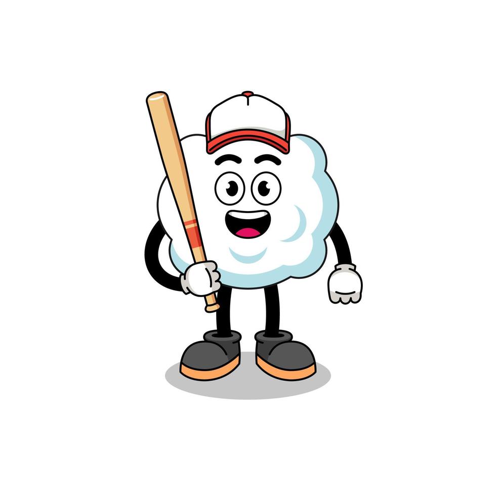 caricature de mascotte de nuage en tant que joueur de baseball vecteur