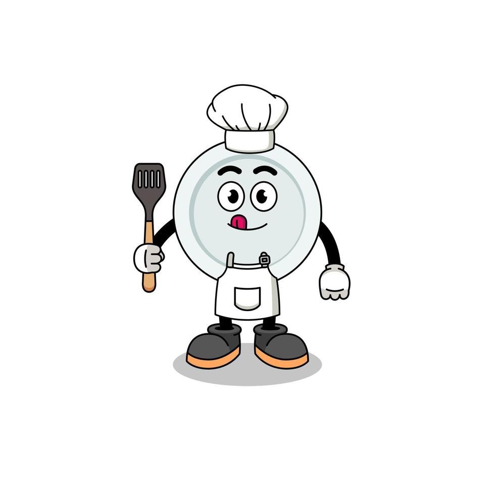 illustration de mascotte de chef de plaque vecteur