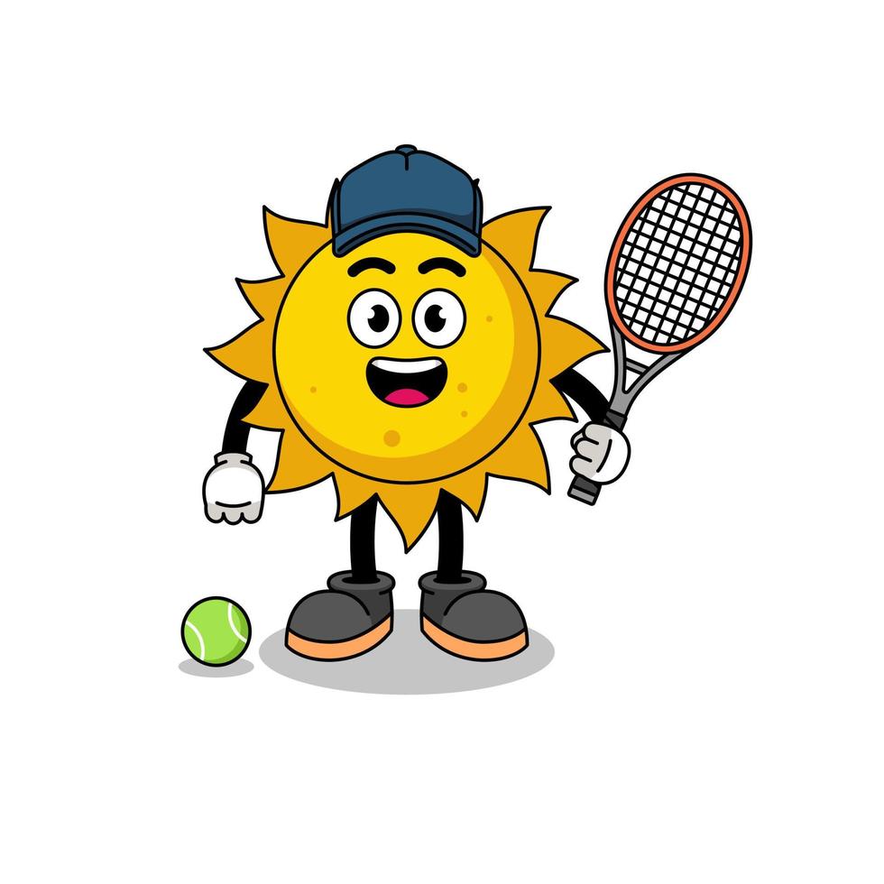 illustration du soleil en tant que joueur de tennis vecteur