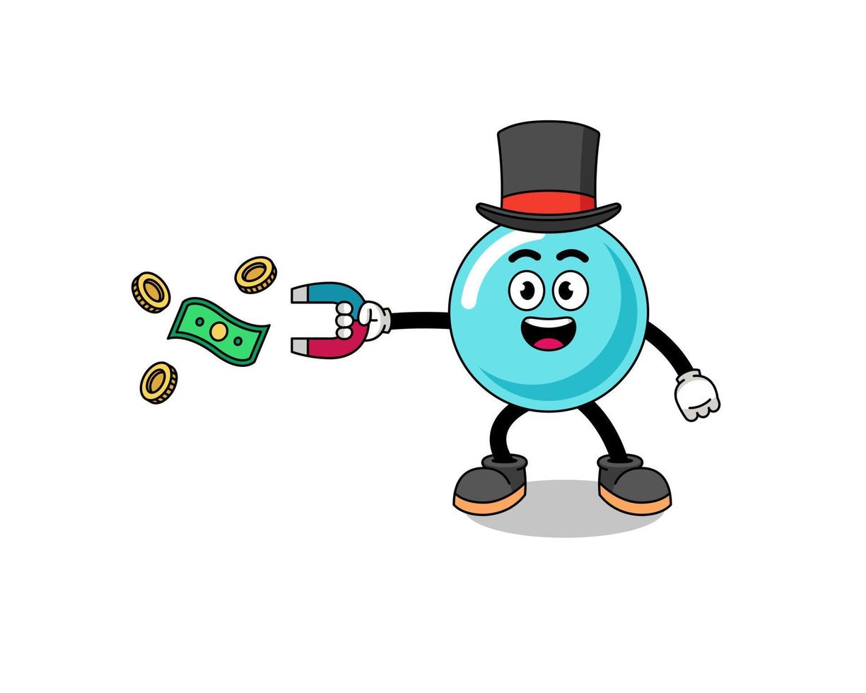 illustration de caractère de bulle attraper de l'argent avec un aimant vecteur