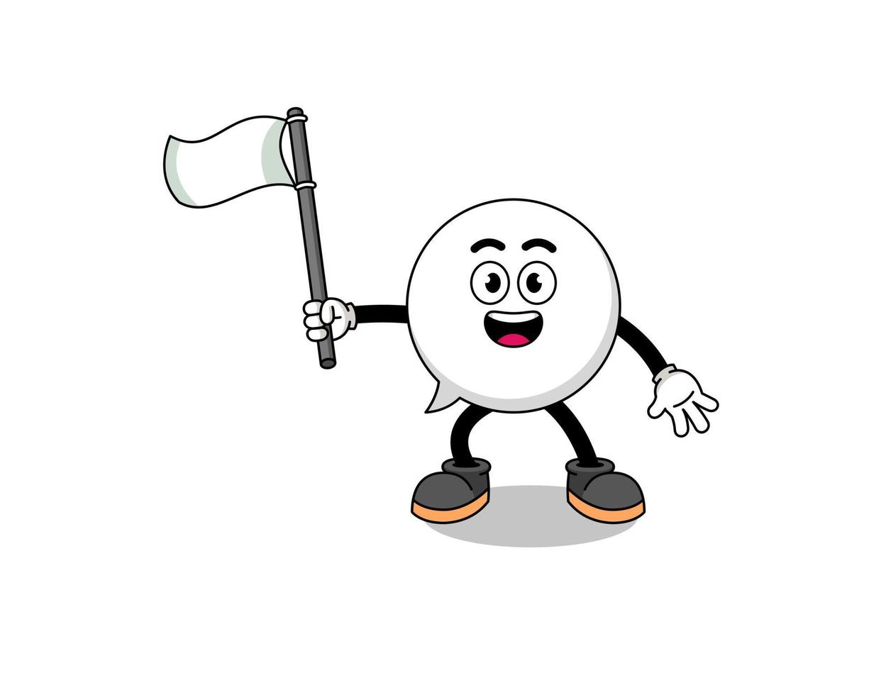 illustration de dessin animé de bulle tenant un drapeau blanc vecteur