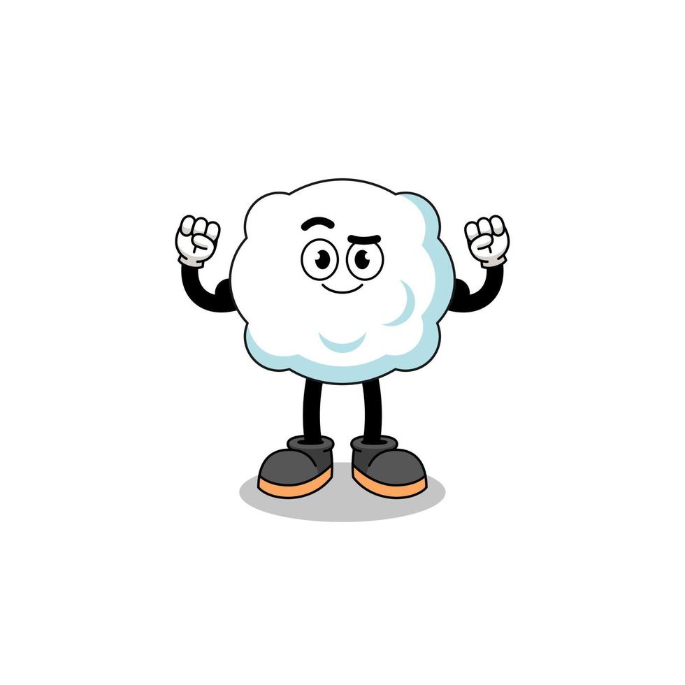 caricature de mascotte de nuage posant avec muscle vecteur
