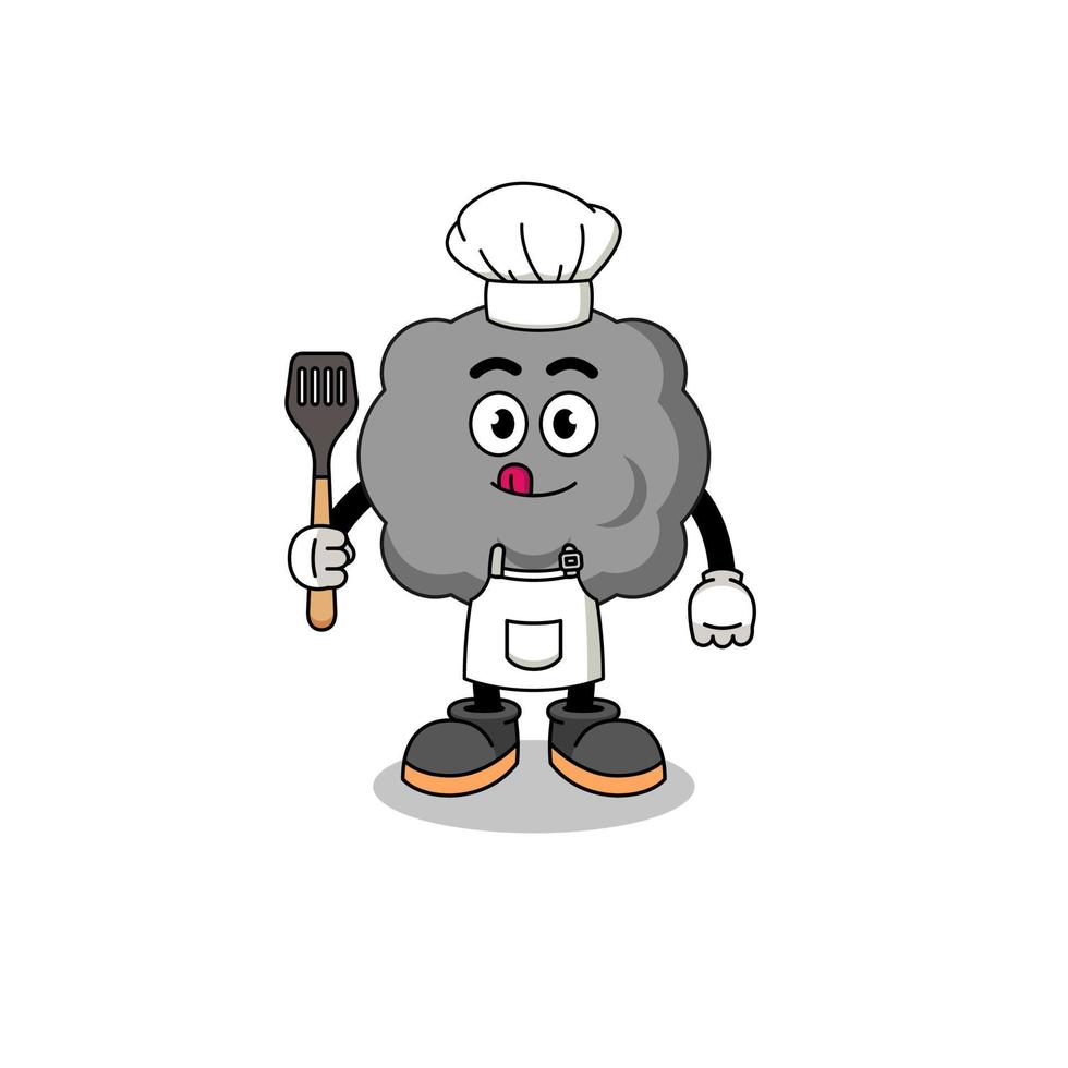 mascotte, illustration, de, sombre, nuage, chef vecteur