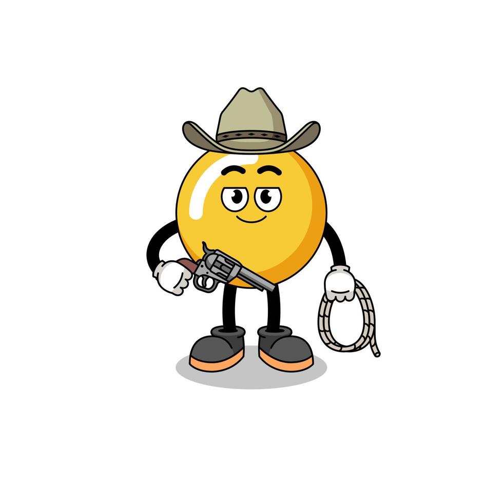 mascotte de personnage de jaune d'oeuf en tant que cow-boy vecteur