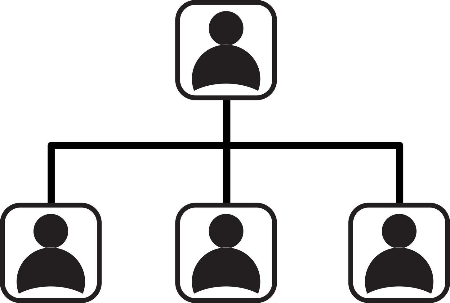 icône de hiérarchie de réseau de gestion d'entreprise sur fond blanc. conception de style plat. signe de réseau social. vecteur