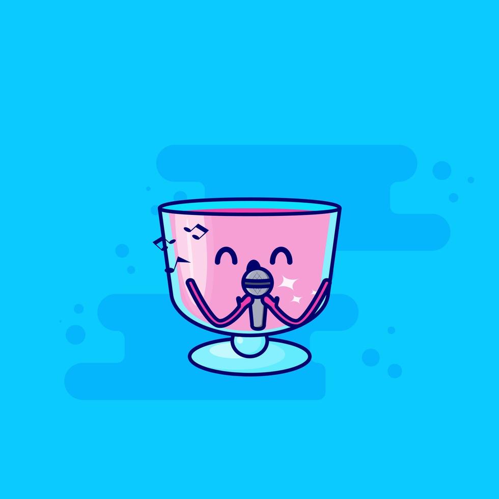 personnage de dessin animé de boisson rose chantant vecteur