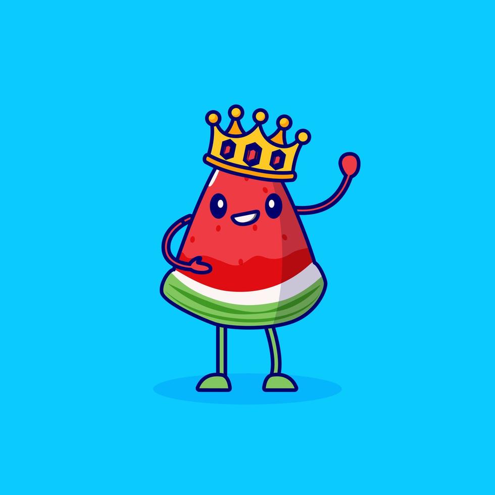 personnage de dessin animé de pastèque portant une couronne vecteur