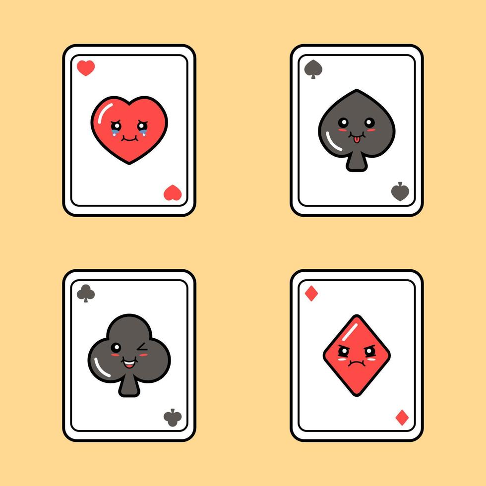 jeu de cartes illustration vectorielle kawaii vecteur