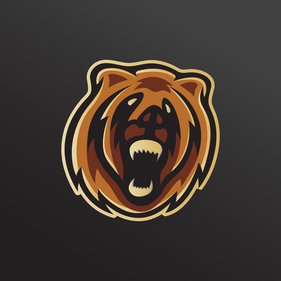 logo de mascotte d'ours pour les jeux d'esport ou les emblèmes vecteur