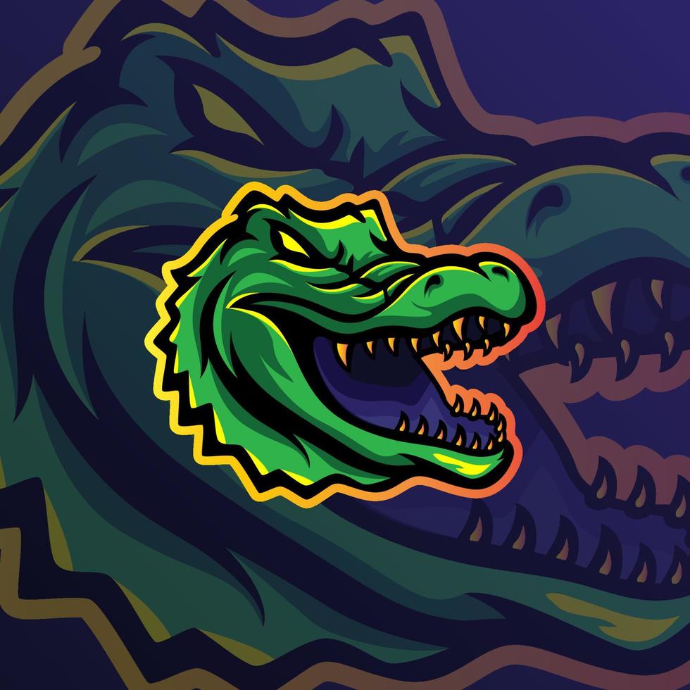 logo de mascotte de crocodile pour les jeux d'esport ou les emblèmes vecteur