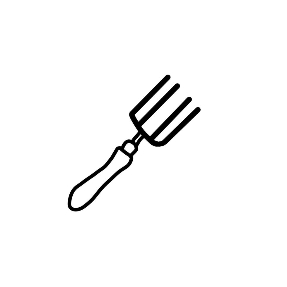 outil de fourche de jardinage doodle de ligne organique dessiné à la main vecteur