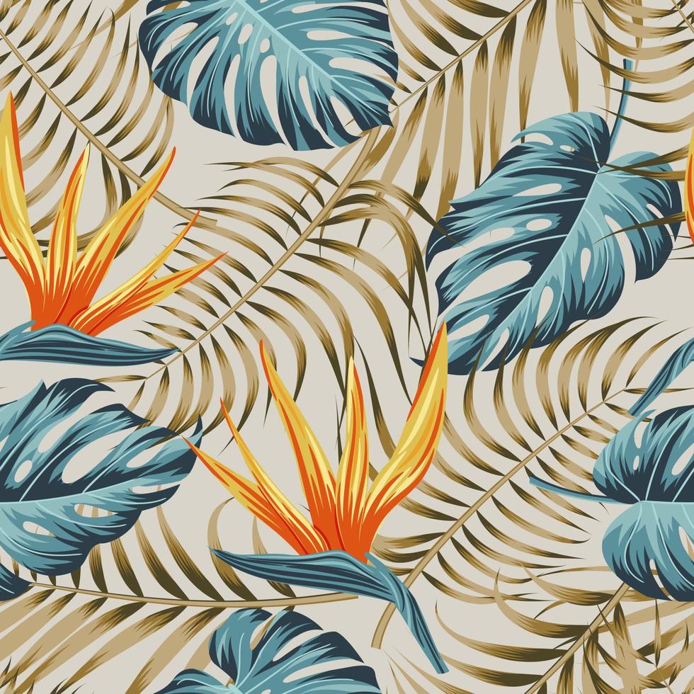 motif floral sans couture avec des feuilles. fond tropical vecteur