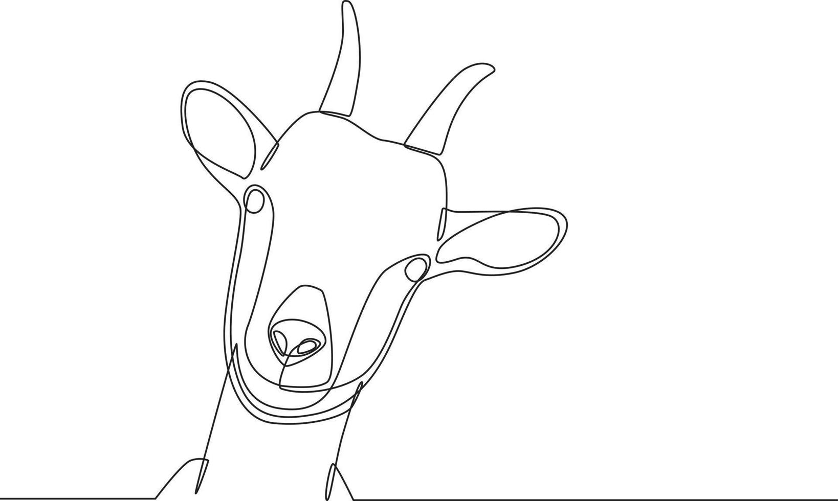 une seule ligne dessinant une tête de chèvre pour le sacrifice. joyeux aïd al adha. illustration vectorielle graphique de conception de dessin en ligne continue. vecteur