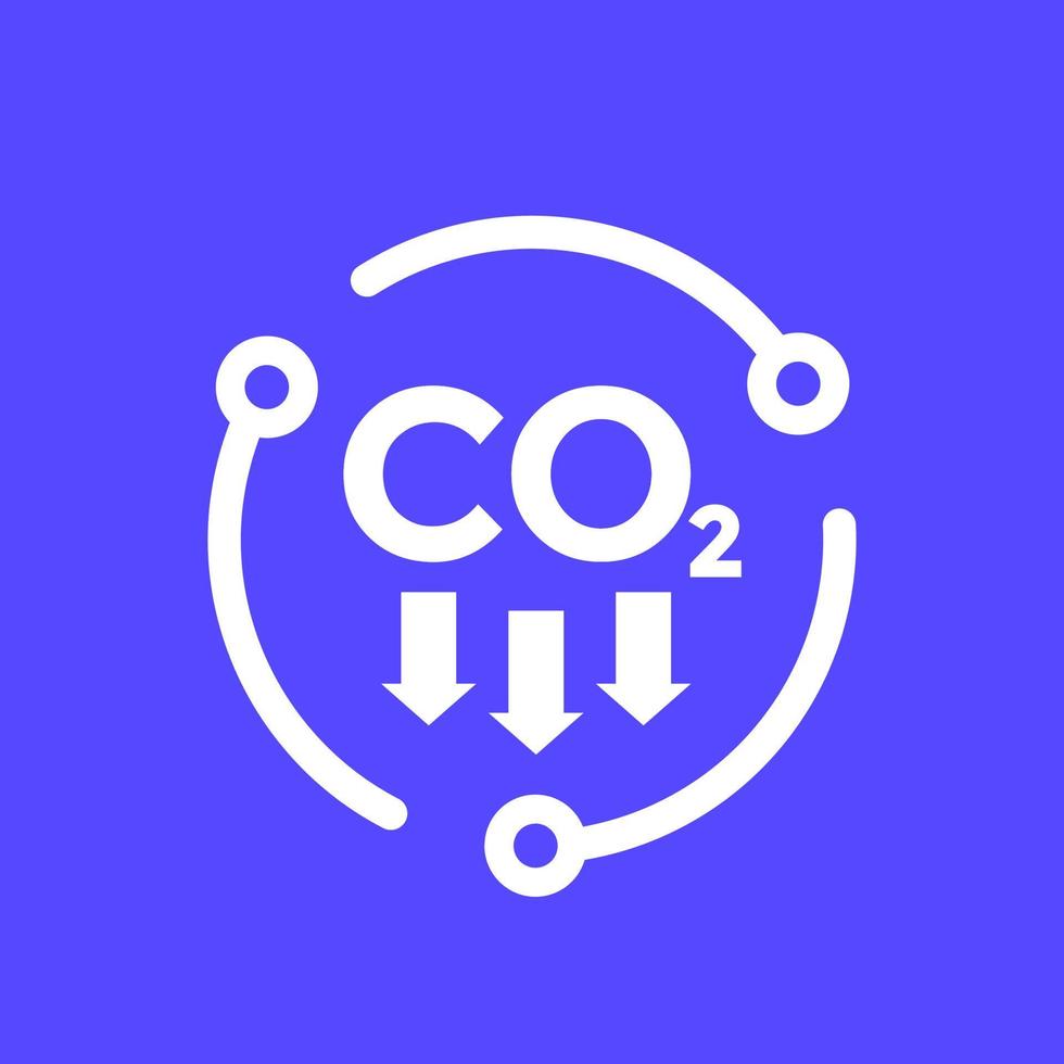 émissions de dioxyde de carbone, réduction de l'icône de vecteur de co2